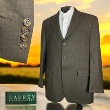 Lauren Ralph Lauren Sport Coat Mens 42R Brown Plaid Wool Three Buttons