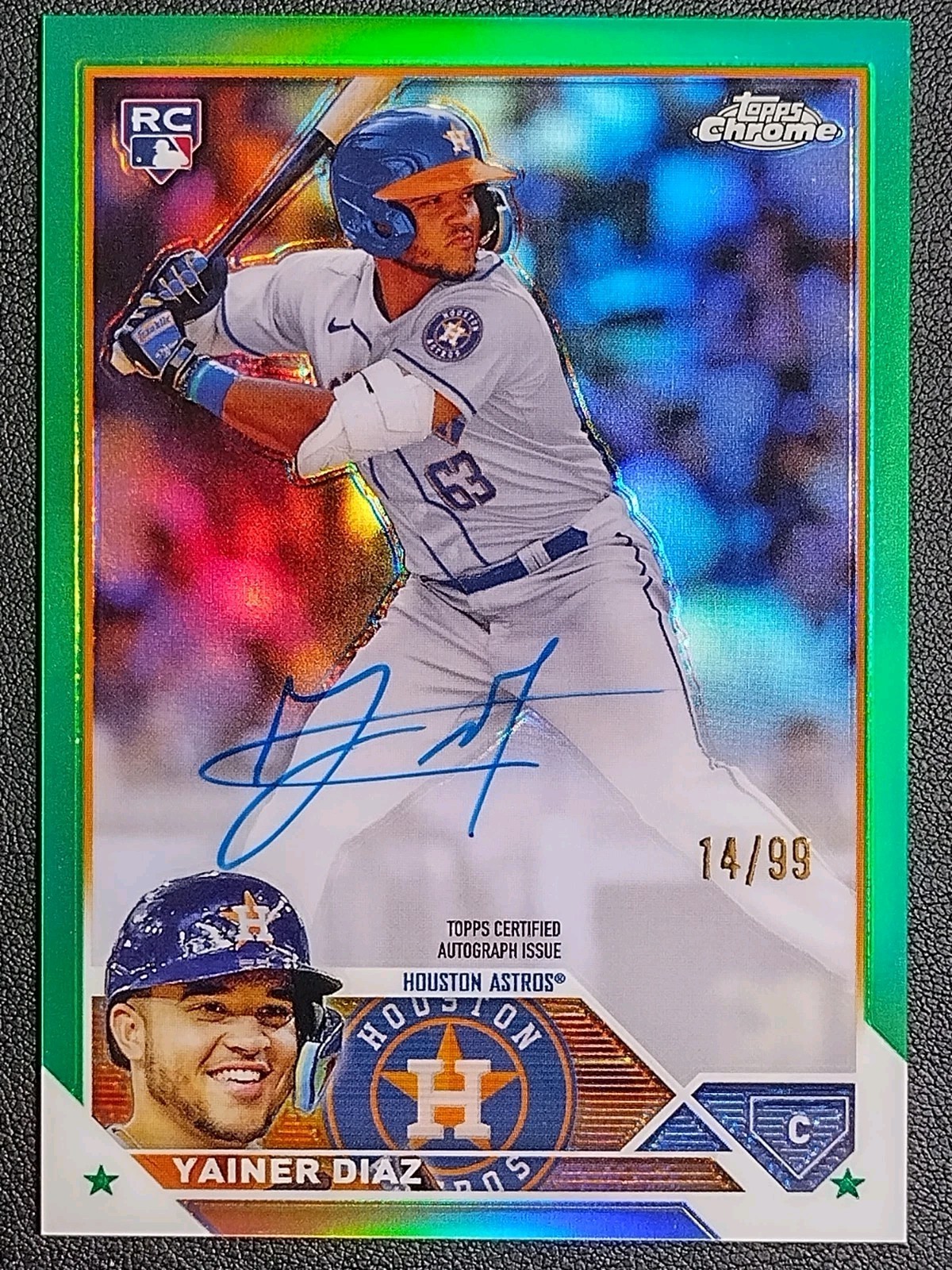2023 Topps Chrome YAINER DIAZ RC AUTO GREEN REFRACTOR /99 Houston Astros