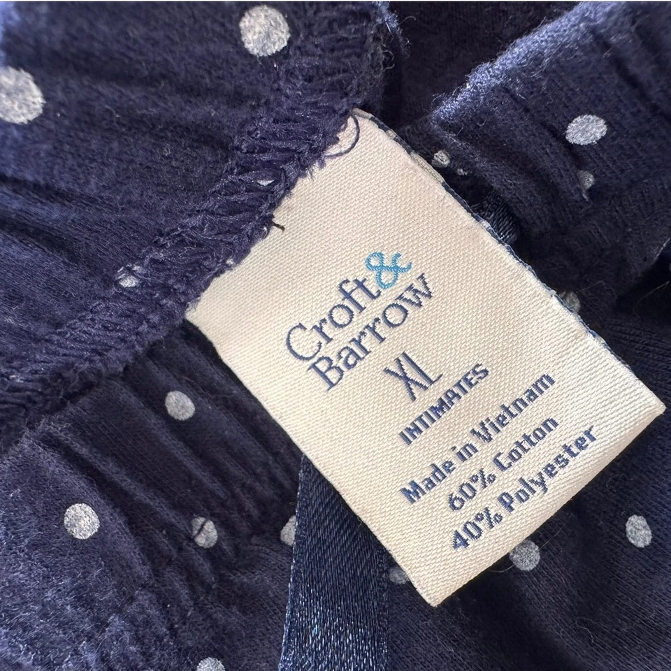 Croft & Barrow Intimates Womens XL Navy Blue White Polka Dot Sleep Pants  - Image 2 of 4