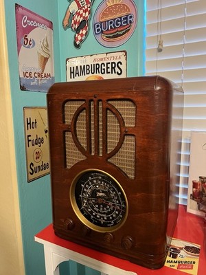 ✧ 80s ✧ 昭和レトロ喫茶 ミッドセンチュリー ベロア ベージュベルベット Zenith 6-S-229 Tombstone (1937) Vintage Radio Doesn't Have Screen