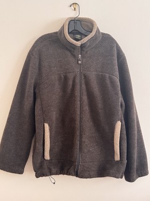 Aigle Polartec Mens LARGE L Fleece Brown Jacket Thick Zipper
