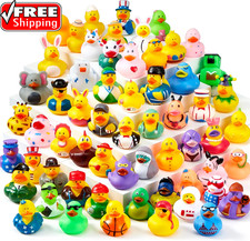 30 Pcs Rubber Ducks, Random Assortment Ducks Bulk with Mesh Carry Bag, Mini Rubb