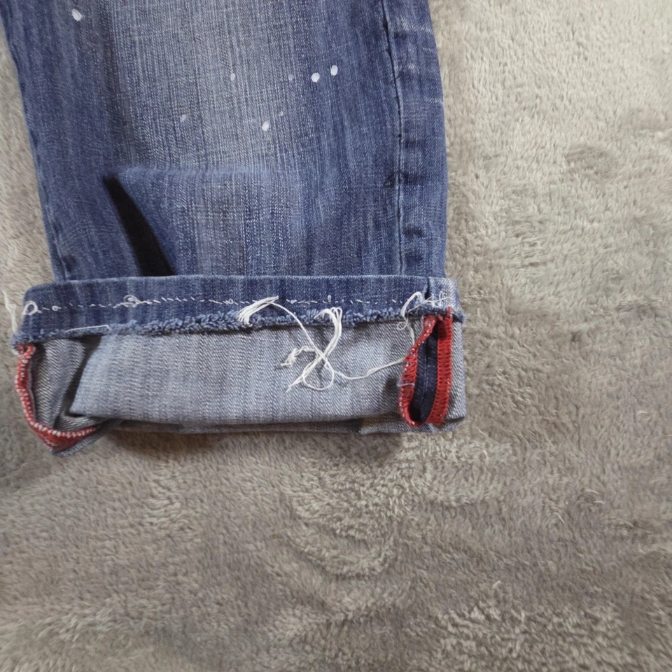 AKOO Brand Jeans Mens 42 Blue Distressed Ripped Paint Splatter Denim Streetwear - Image 4 of 4