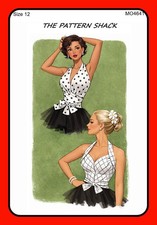 Vtg 1950s HALTER Top PATTERN V-Neck or Sweeth...