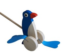 Holz Pinguin Schiebetier – Laufspielzeug aus Europa