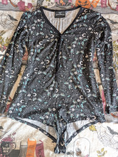 Killstar XL Cthulhu Skulls Crystals Lounge Playsuit Romper PJ's Goth Witchy Emo
