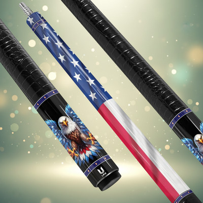 Sovereign Wings Unleashed Carbon Fiber Pool Cue   Patriot Eagle - Joint: 3/8-8