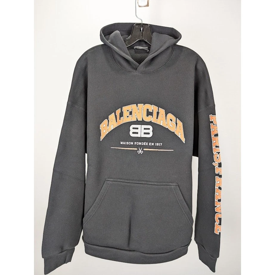 Felpa con cappuccio Balenciaga nera nuova con etichetta L