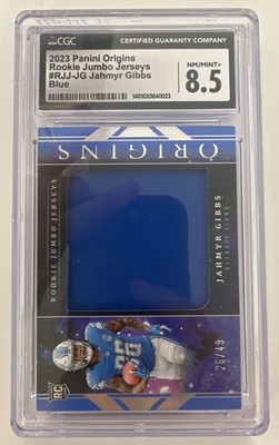2023 Panini Origins Jumbo Jerseys Jahmyr Gibbs #RJJ-JG RC Blue /49 CGC 8.5