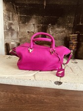 Diane von Furstenberg Sutra Mini Duffle Bag Purse Hot Pink Leather