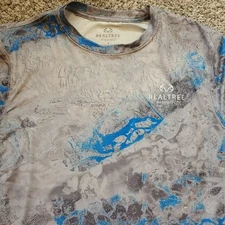 Realtree Fishing L/S Performance Shirt Men Small Tahoe Blue Wav3 Camo Base Layer