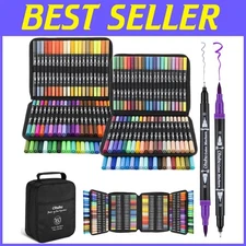 Water-Based Dual Tip Fineliner & Brush Markers - 160 Set