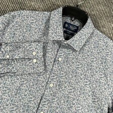 Penguin Shirt Mens 16 Blue Geometric Long Sleeve Button Up Dress Work New