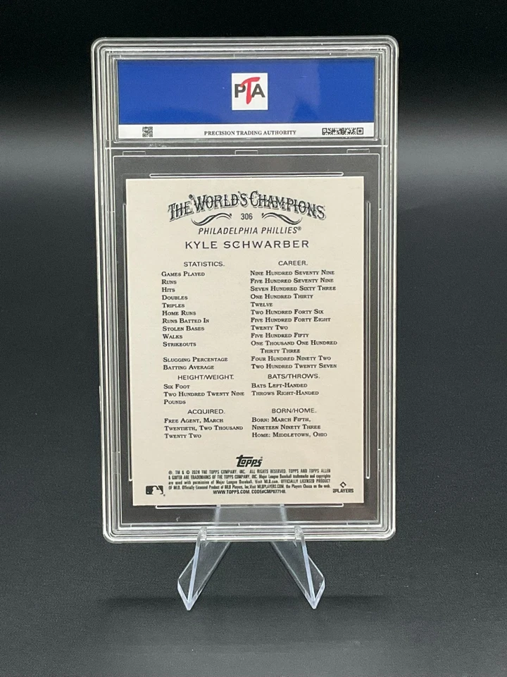 2024 Topps Allen & Ginter #306 Kyle Schwarber SP Short Print GEM MINT PTA 10 🔥 - Image 2 of 2