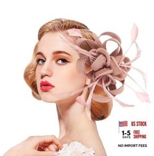 Fascinator Hat Headpiece Womens 20s 50s Vintage Headband for One Size Pink