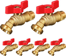 6 Pack Male Hose Bib 1/2" MIP X 3/4" MHT, Red