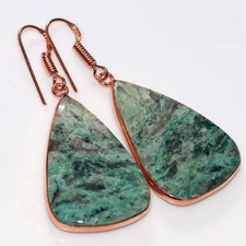 Bezel Chrysocolla Copper Plated Earrings 2
