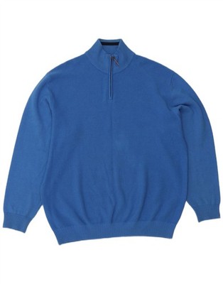 Paco Herren Zip Neck Pullover Sweater 2XL Blau Baumwolle BQ01