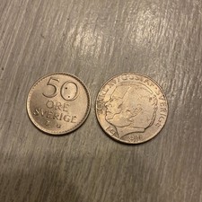 Sweden 1963 50Ore,  1981 1 Kroner - 2 Coins