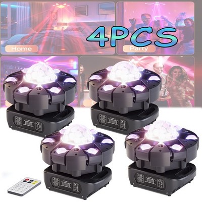 6-Arm RGBW Beam Moving Head Light with Remote Magic Ball Laser Strobe DMX Club