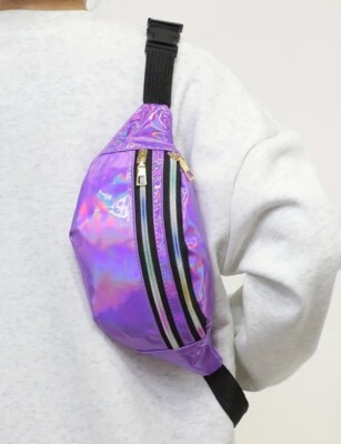 Fanny Pack Belt Bag Holographic Iridescent Purple Crossbody