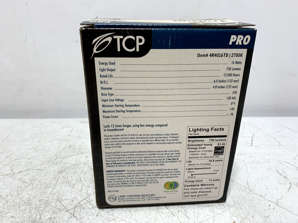 TCP 4R4016TD TruDim Light Bulb 16W 120V 2700K Dimmable - Image 3 of 4