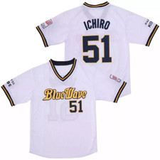 Throwback Suzuki 51 Orix Blue Wave Baseball Jersey Stitched Youth/Mens White