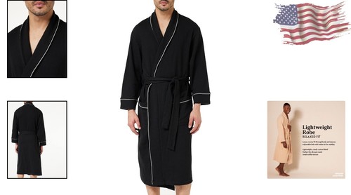 Men's Elegant Lightweight Waffle Robe - Cozy Big & Tall Loungewear Essential - Picture 2 of 9