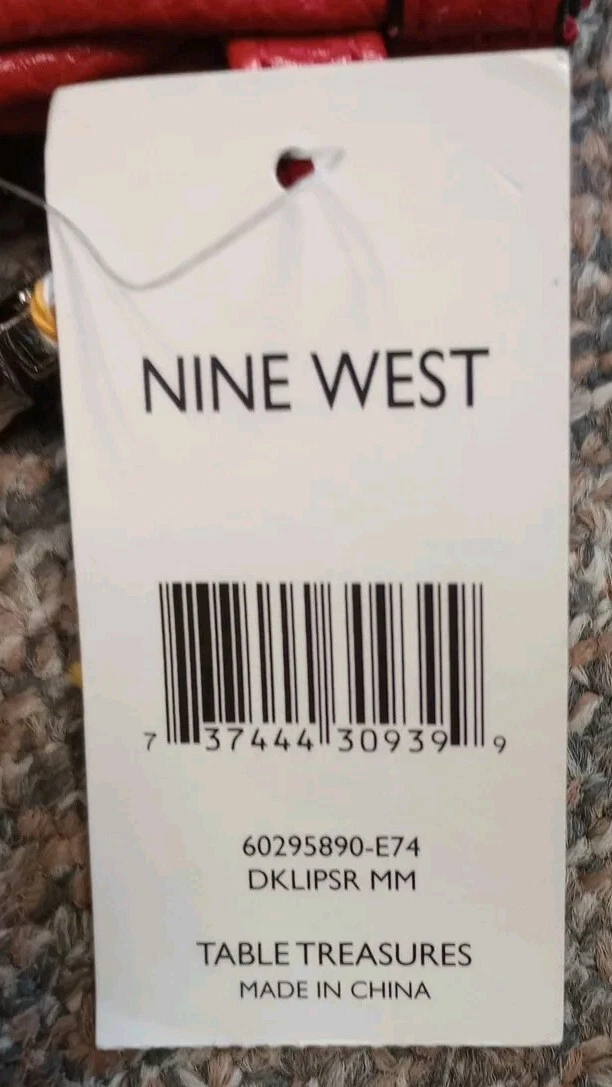 NINE WEST Nove West Cherry Borsa a Pulcinella Rossa Ciliegia con Due Borse con Cerniera Tasche Interne