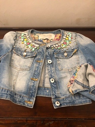 GIUBBOTTO DONNA CORTO JEANS FRACOMINA CON PIETRE TAGLIA XS COME NUOVO | eBay