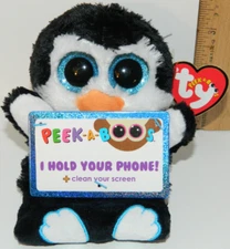 Ty Beanie boo PEEK-A-BOOS PENNI the Penguin phone Holder Screen Cleaner big eyes