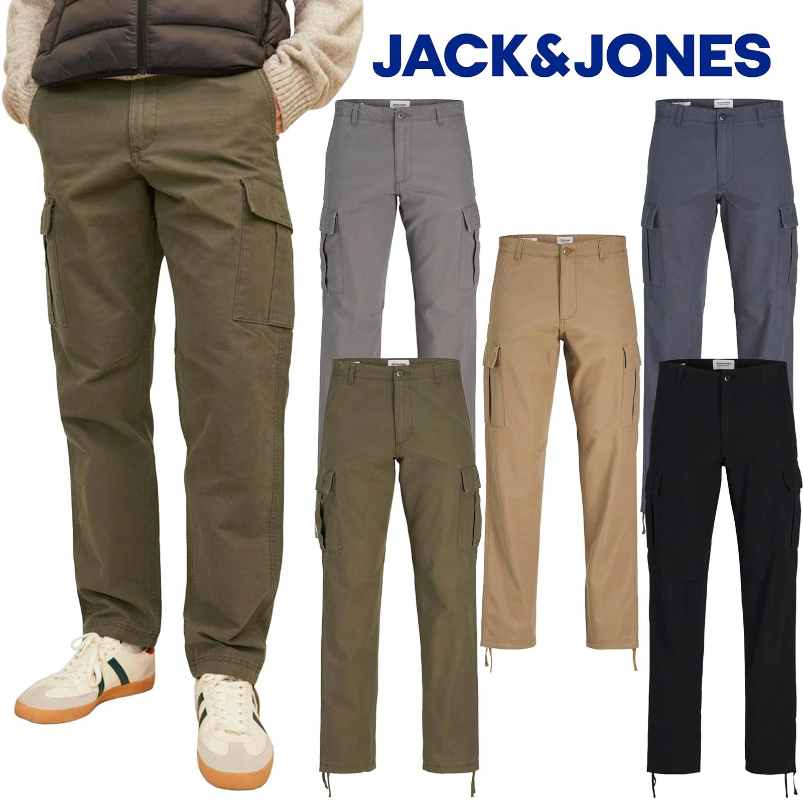 Jack & Jones Mens Cargo Combat Trousers Lightweight Bottom Trousers for Men UK
Opens in a new window