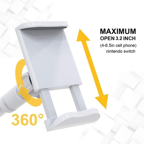 Phone Holder Bed Gooseneck Mount - Flexible Arm 360 Clip White - Picture 2 of 7