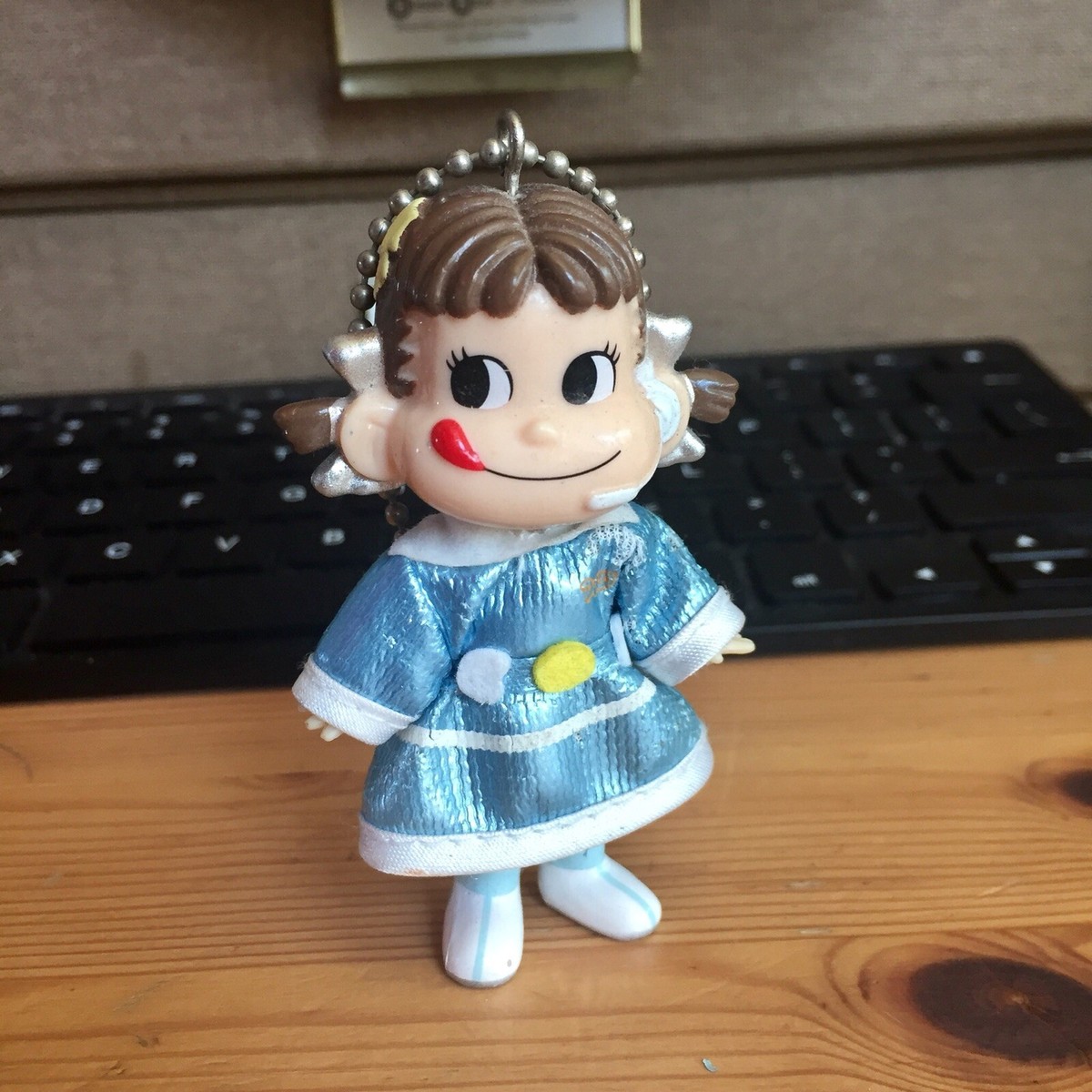 Peko Chan Japan Cartoon Milky Keychain Figurine Blue Space