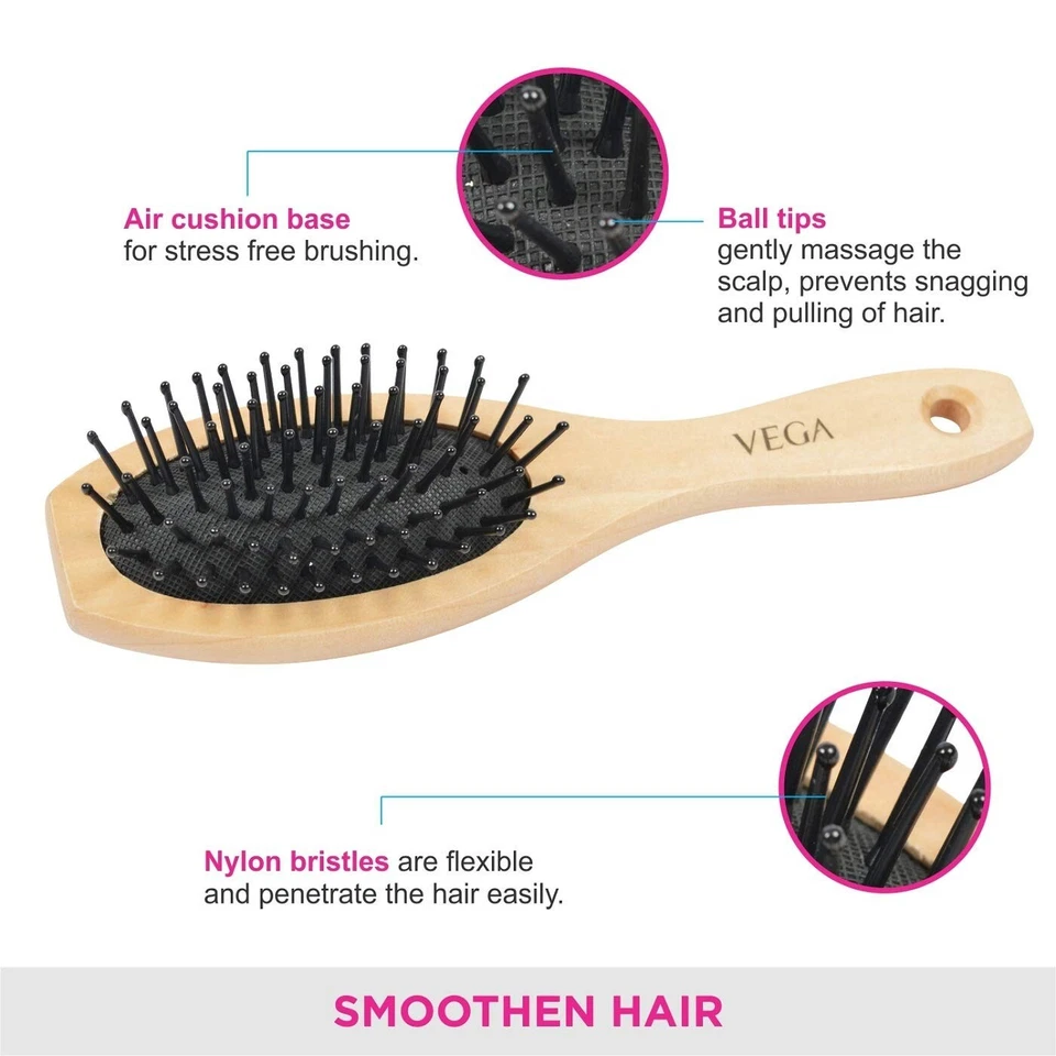 Vega Small Wooden Cushioned Brush Foto 3 de 4