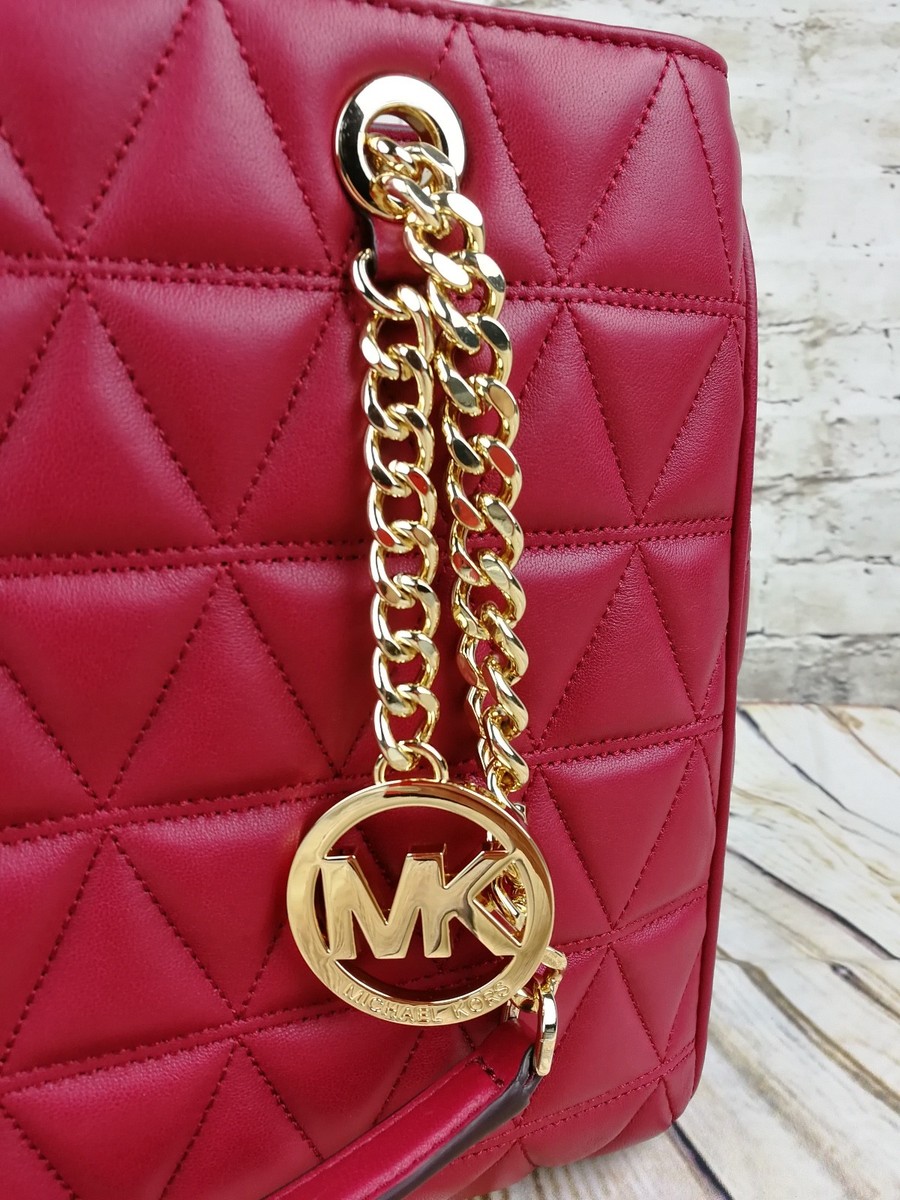 NEW Michael Kors Susannah Large Quilted Lamb Leather Shoulder