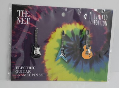 Brand New The Met Electric Guitar Enamel Pin Set Of 3 Limited Edition Sealed 