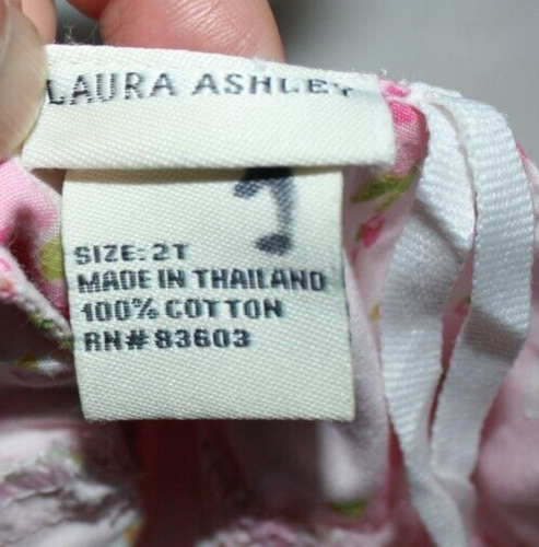 Laura Ashley Toddler Halter Pink Roses/Stripe Sundress Pink Floral Size 2T - Picture 7 of 8