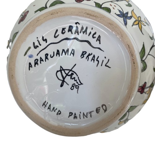 Vintage Lis Ceramica Birds and Floral Design Hand Painted 1989 Vase Signed - Picture 9 of 9