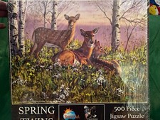 Sunsout Bruce Miller 500 Piece Puzzle "Spring Twins" Mom w/Fawns 18x24 New