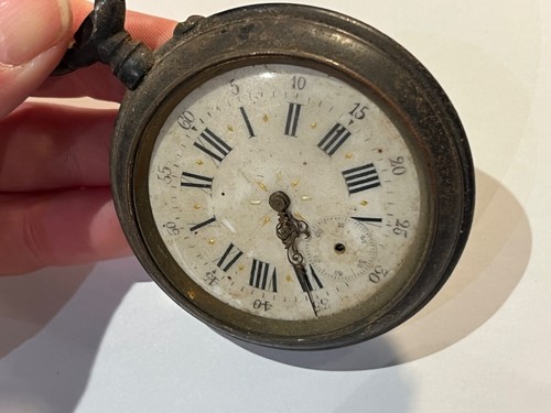 Taschenuhr Antik Stahl Pendel Anelzubehör L'Zustand (199-13/P7) - Bild 3 von 9