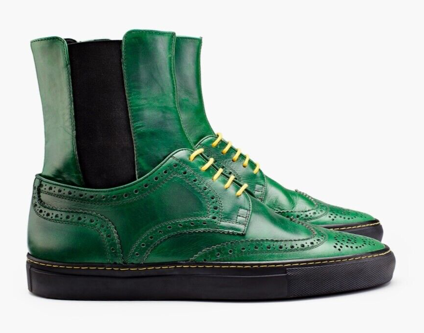 Barneys ZERILLI x Creative Recreation Green Wingtip Shoes  display picture 1