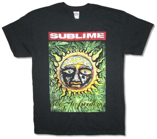 Sublime Leaves Distressed Sun Black T 