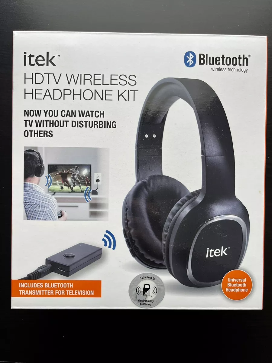 NEW ITEK HDTV WIRELESS HEADPHONE KIT W BLUETOOTH TRANSMITTER FOR TV BHT 6 1723