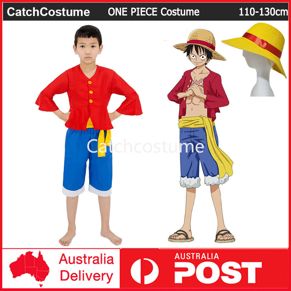 One Piece Monkey D Luffy Cosplay Costume with Hat Book Week