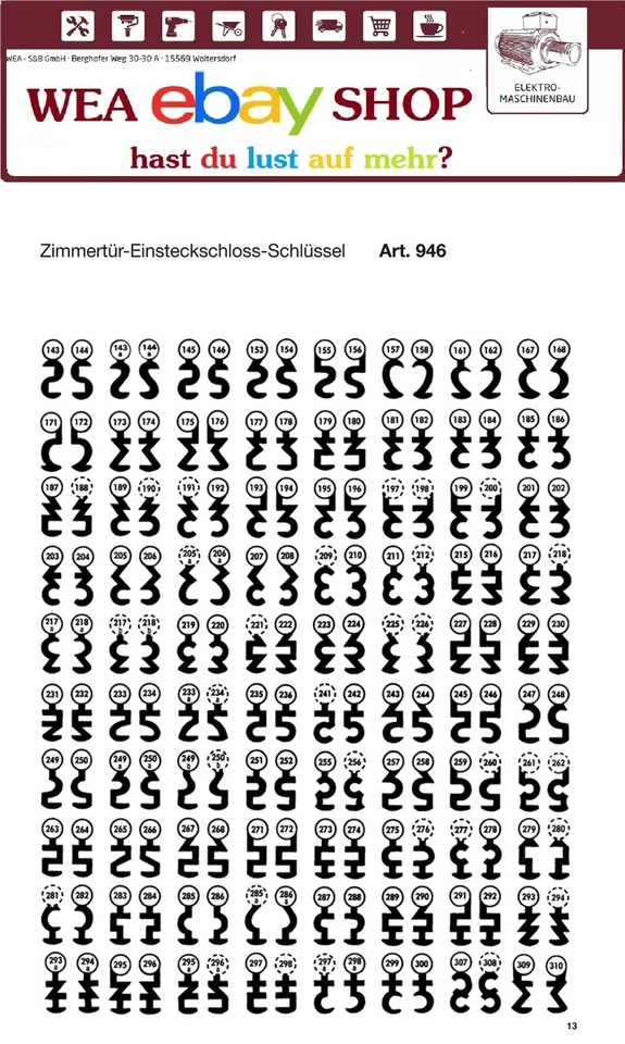 Zimmertürschlüssel  Buntbartschlüssel  BB Bart Schlüssel/ Universal 946 - Bild 2 von 4