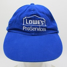 Lowes Pro Services Adult Hat Cap Blue White Logo Spell Out Strap Back Wide Brim