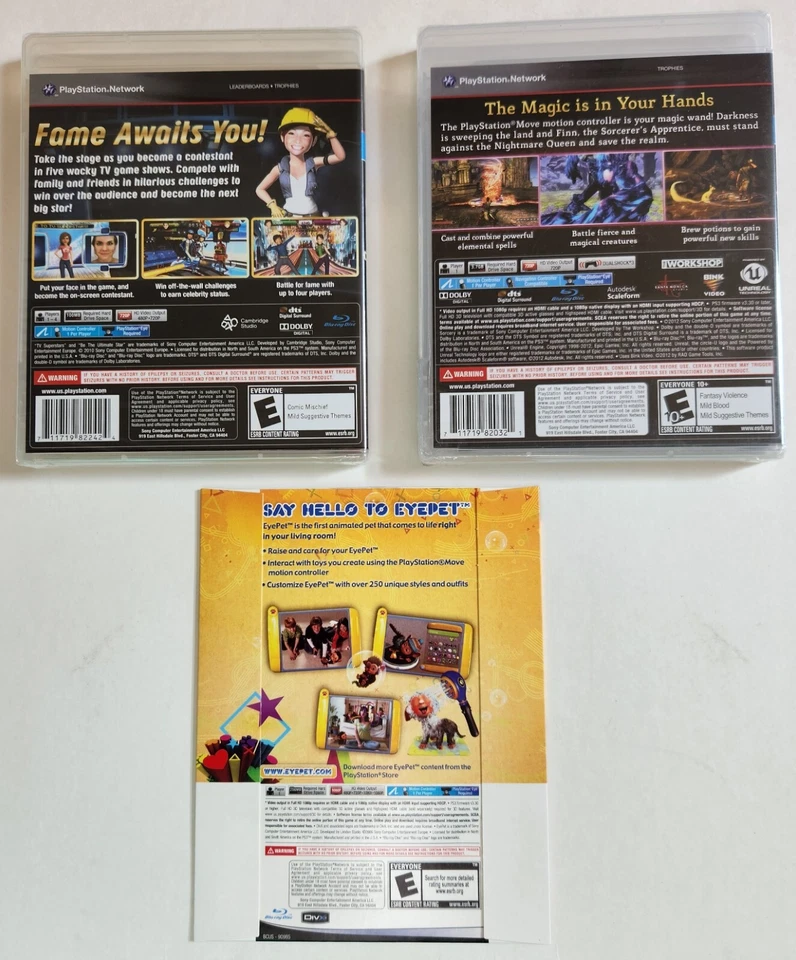 *NEW-RARE* 3 PlayStation Moves Game Bundle: EyePet + Sorcery + TV Superstars - Image 2 of 4