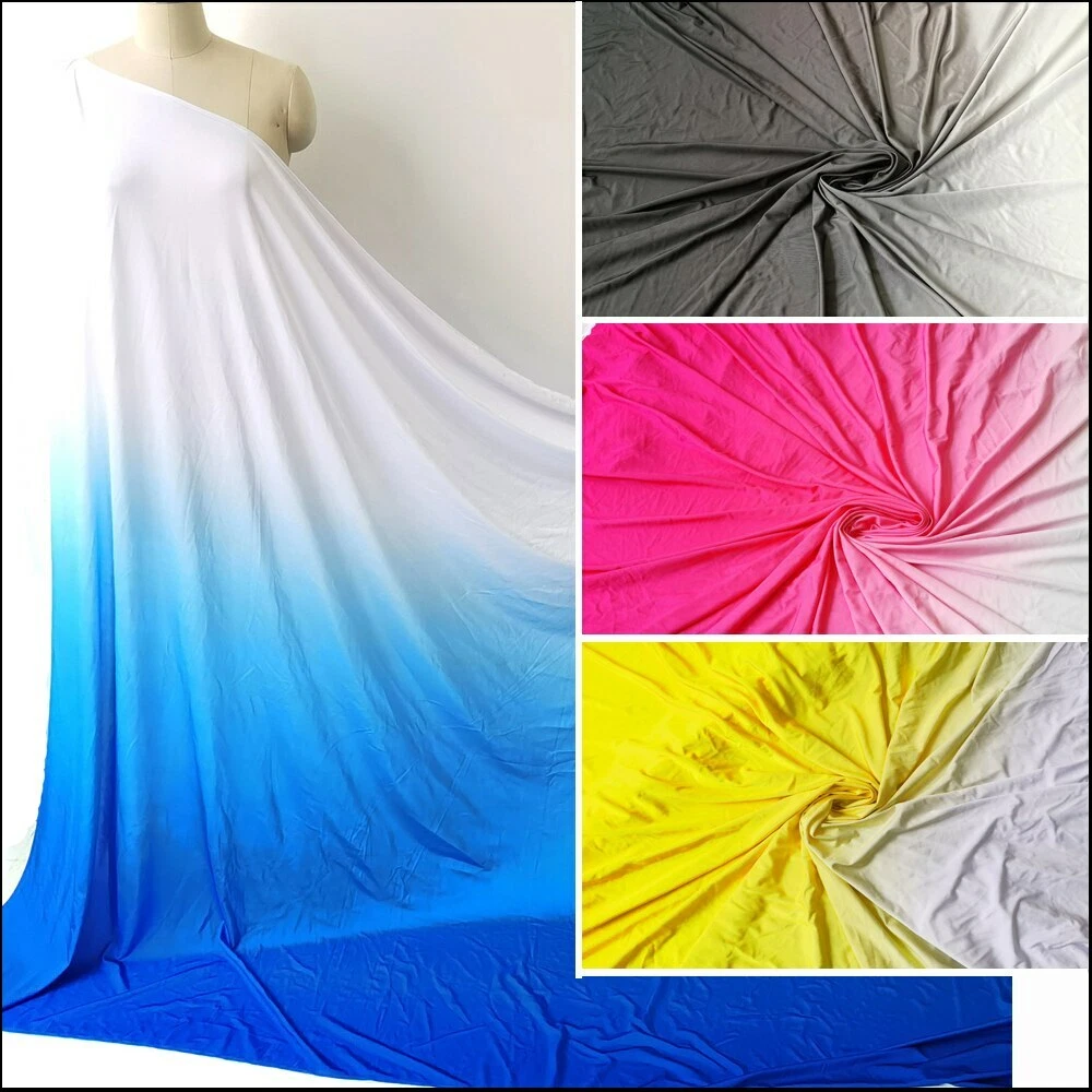 1 yard X 1.5 meter Gradual Ombre Knit Spandex Fabric For Training Latin Clothing