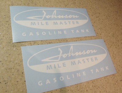 Johnson Vintage Mile Master Tank 1950's Decal 2-PAK FREE SHIP + FREE Fish Decal!